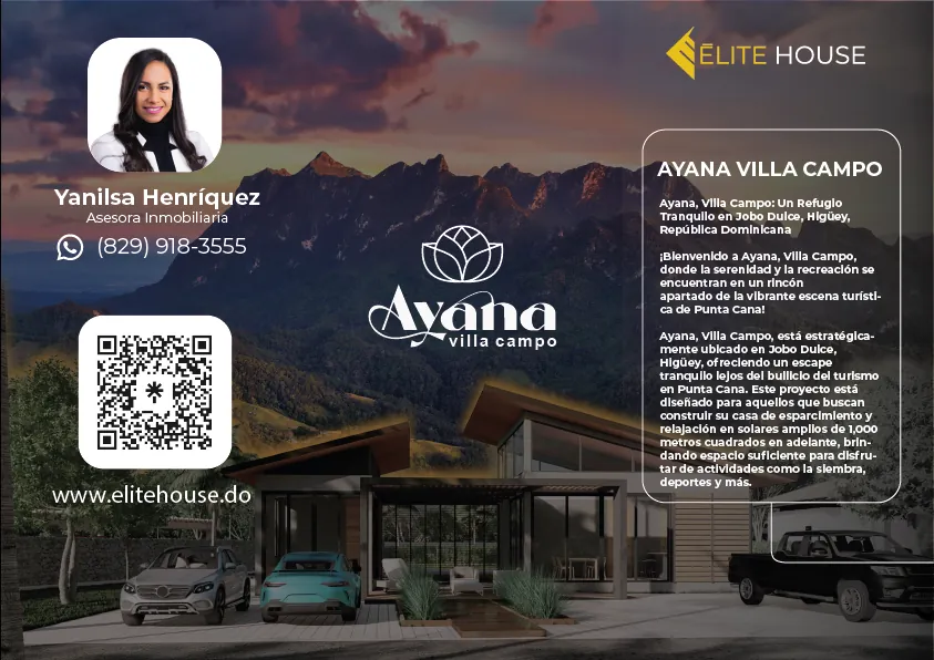 Brochure Ayana Villa Campo, portada y contacto