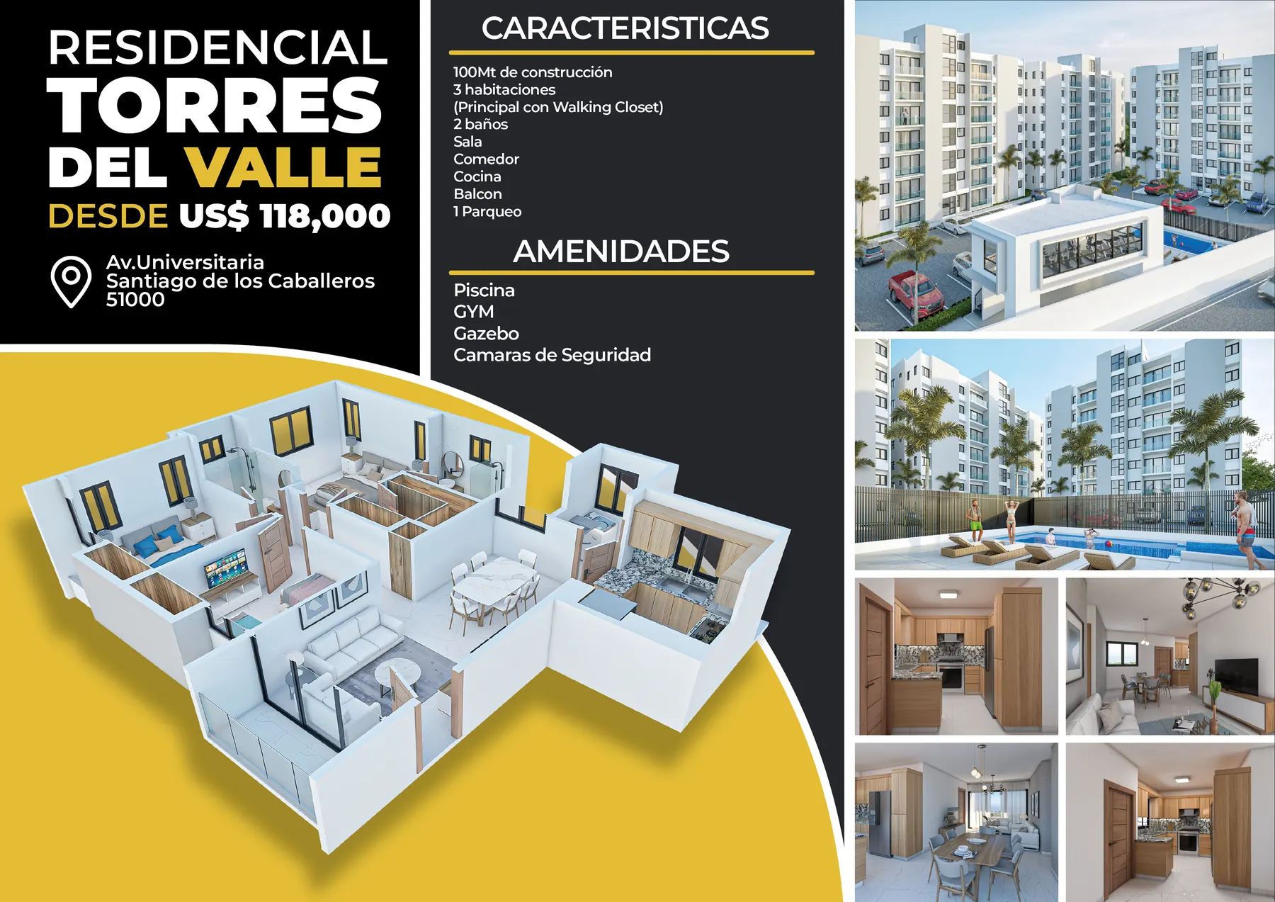 Volante Torres del Valle, interior con características