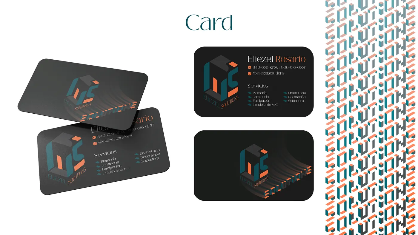 Tarjetas de presentación y patrón de Eliezel Solutions