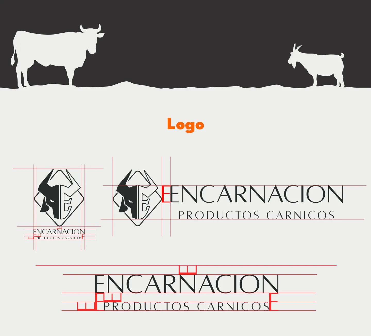 Construcción del logo de Encarnación Productos Cárnicos